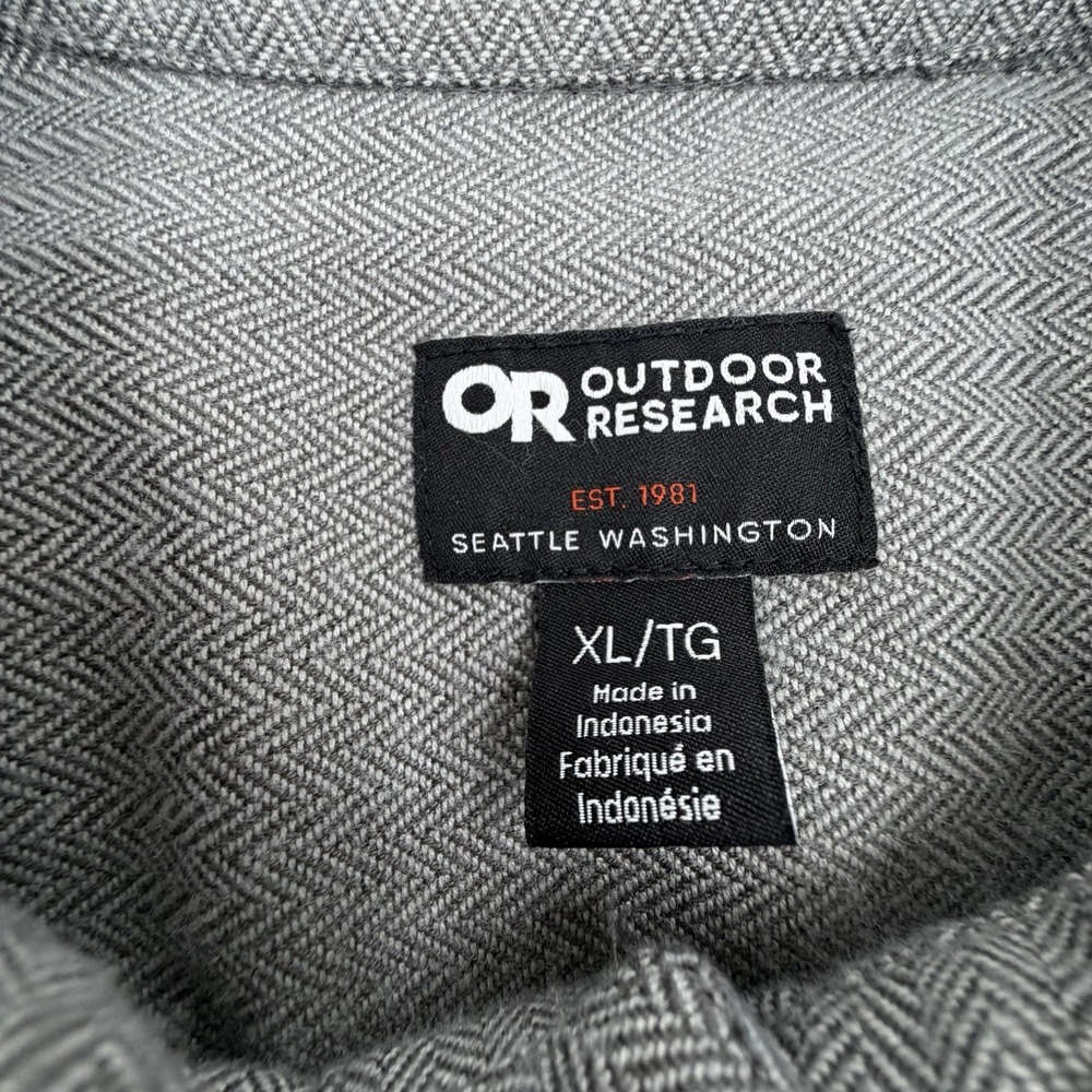 Outdoor Research Shirt Men XL Gray Long Sleeve Button Feedback Flannel Hiking - Picture 4 of 8